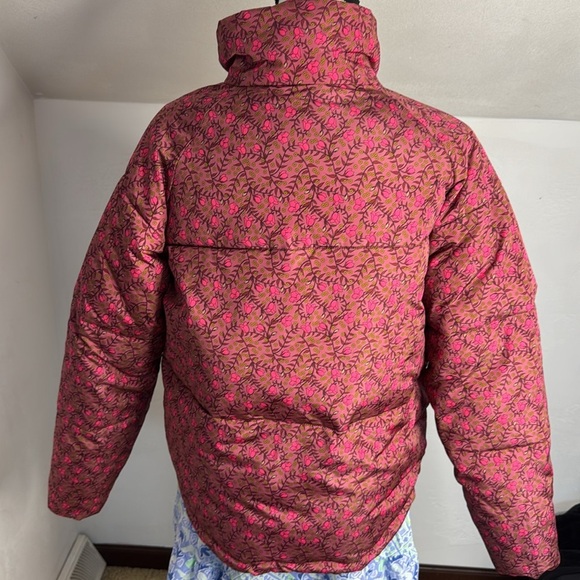 Numph Anthropologie Pink Red Floral Winter Coat Size Small - Picture 4 of 9